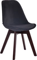 Bezoekersstoel Lily - Eetkamerstoel - Zwart velours - Bruine poten - Set van 1 - Zithoogte 48 cm - Deluxe