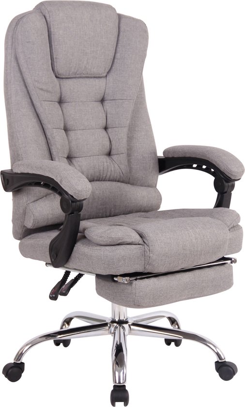 Bureaustoel PRO - Op wielen - Ergonomische bureaustoel - Grijs - Stof - Voor volwassenen - In hoogte verstelbaar 50-60cm