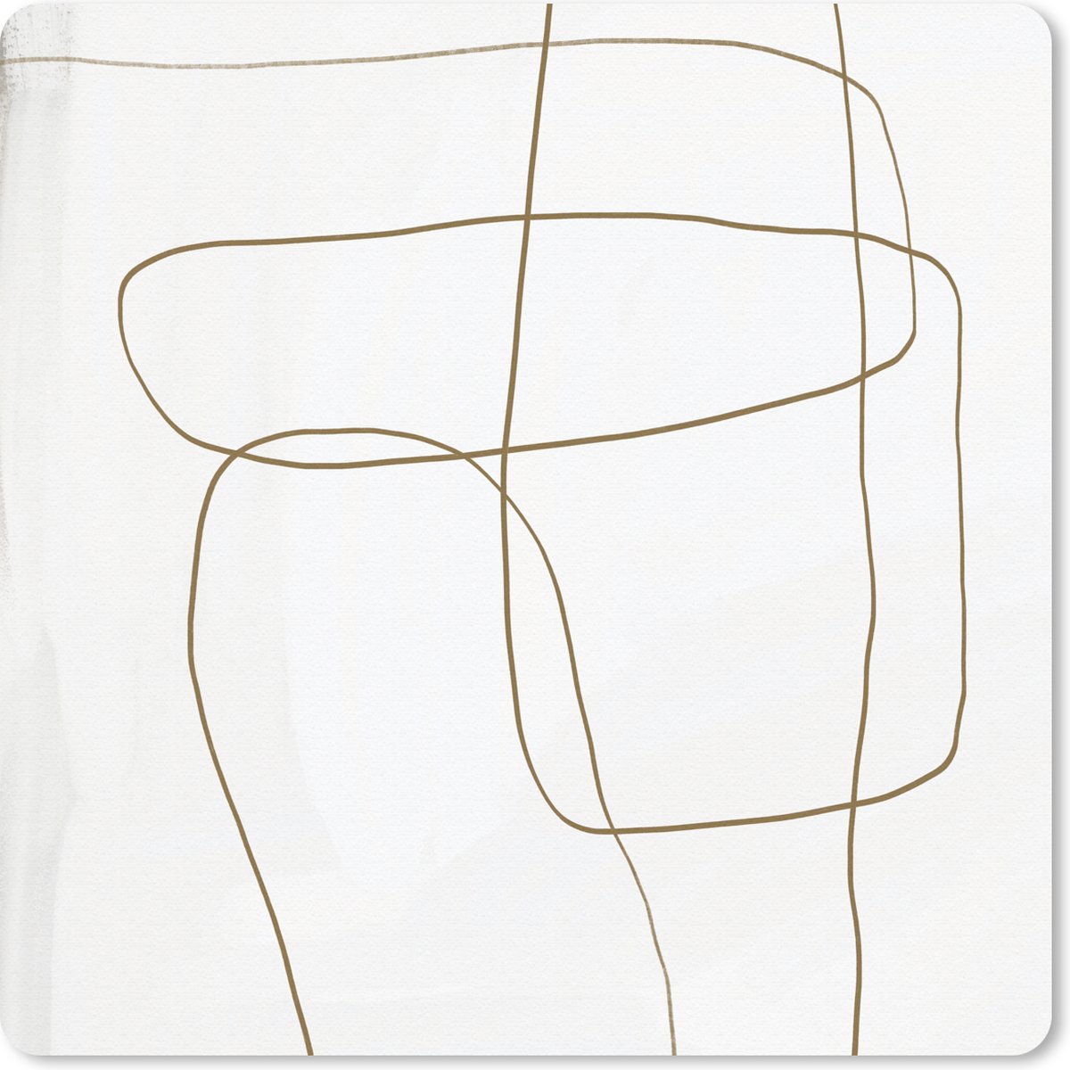 Muismat 30x30 cm - Mousepad Abstract - Lijnen - Taupe - Design - Muismatten