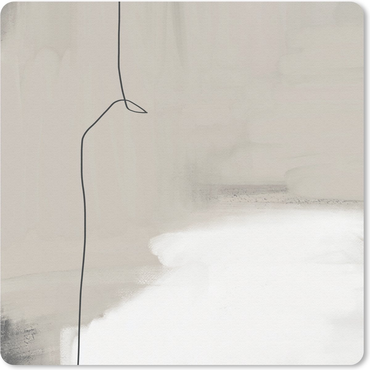 Muismat 20x20 cm - Mousepad Abstract - Taupe - Lijn - Design - Muismatten