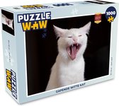Puzzel Gapende witte kat - Legpuzzel - Puzzel 1000 stukjes volwassenen