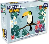 Puzzel Toekan - Planten - Bloemen - Kinderen - Dieren - Kids - Legpuzzel - Puzzel 500 stukjes