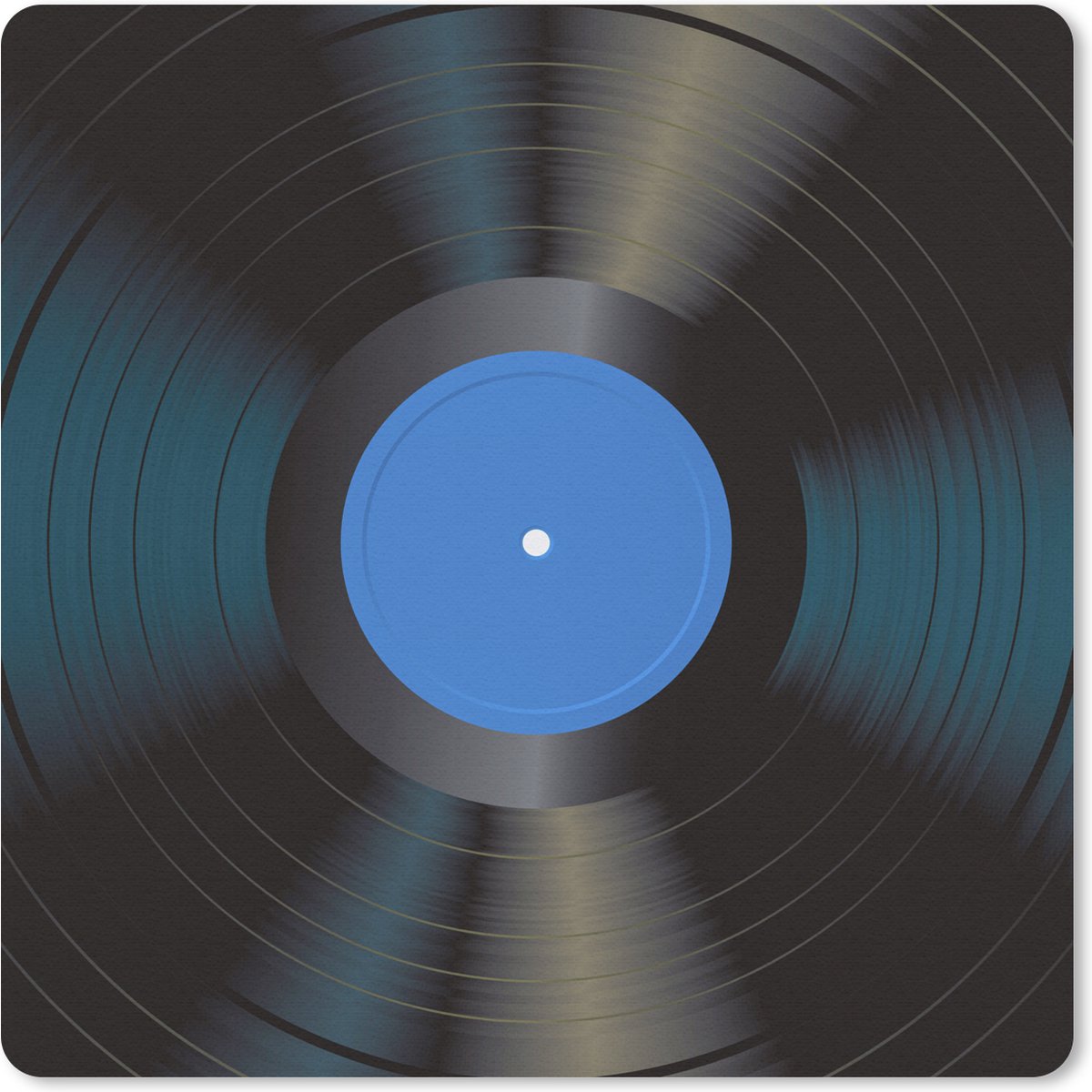 Muismat 30x30 cm - Mousepad LP - Blauw - Vintage - Vinyl - Muismatten
