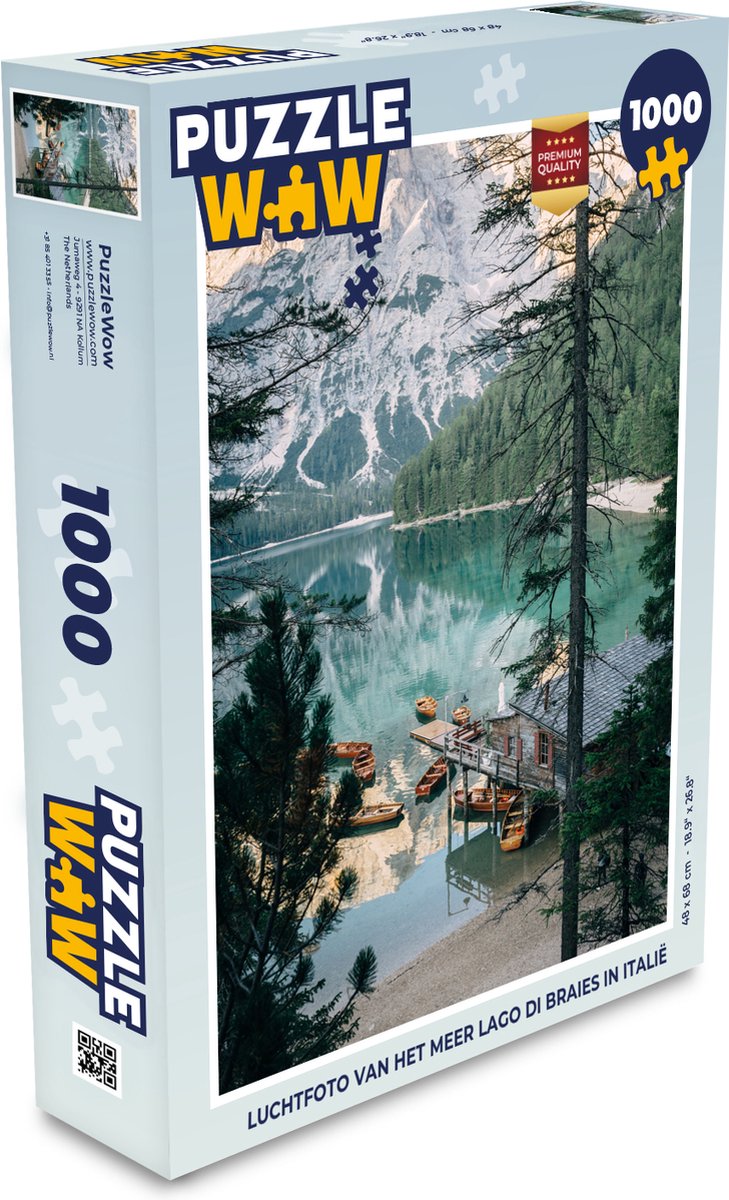 Puzzel Luchtfoto van het meer Lago di Braies in Italië - Legpuzzel - Puzzel 1000 stukjes volwassenen