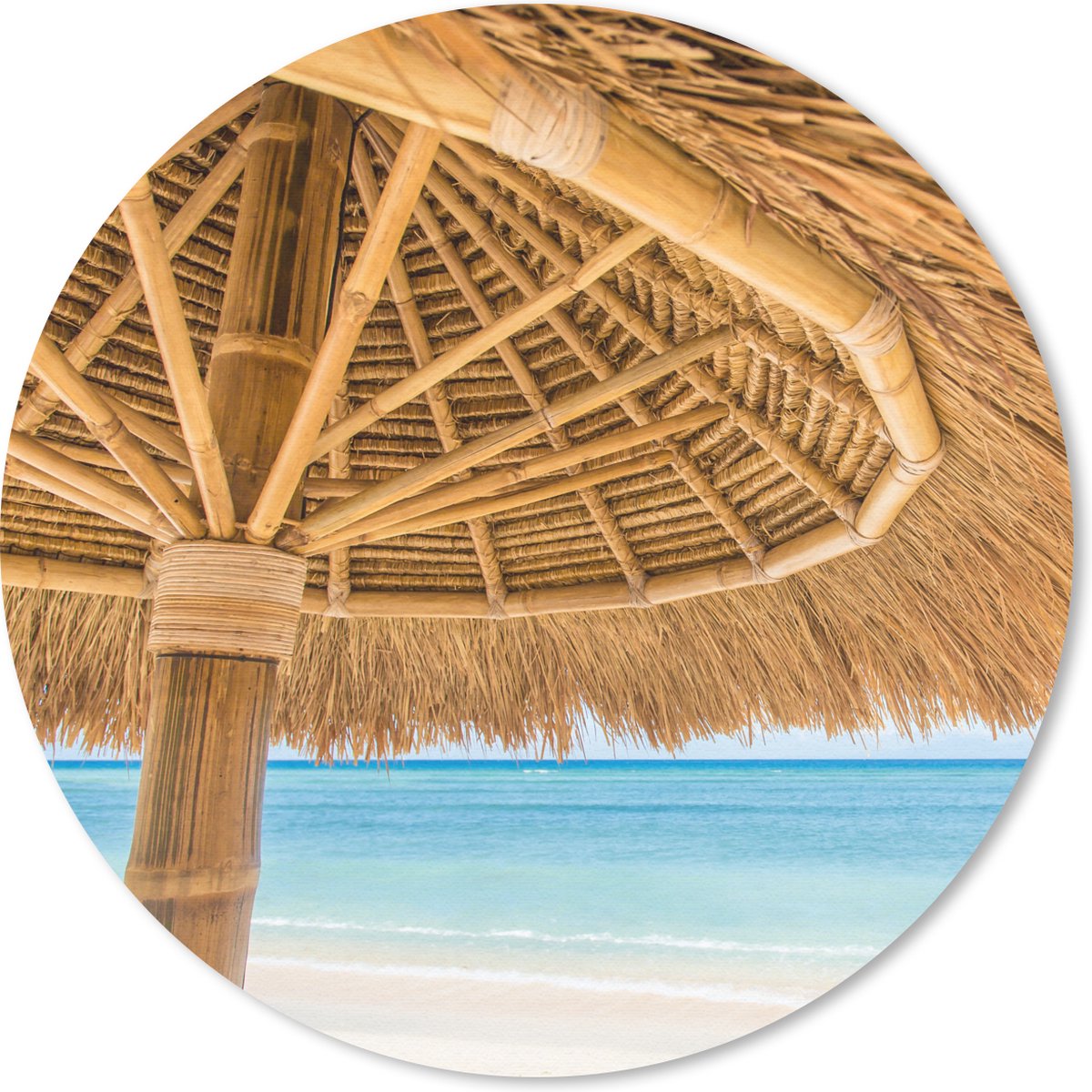 Muismat rond 40x40 cm - Mousepad Parasol - Strand - Zee - Tropisch - Ronde muismatten