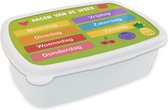 Broodtrommel Wit - Lunchbox - Brooddoos - Kinderkamer - Educatief - Week - Jongens - Meisjes - Kinderen - Kind - 18x12x6 cm - Volwassenen