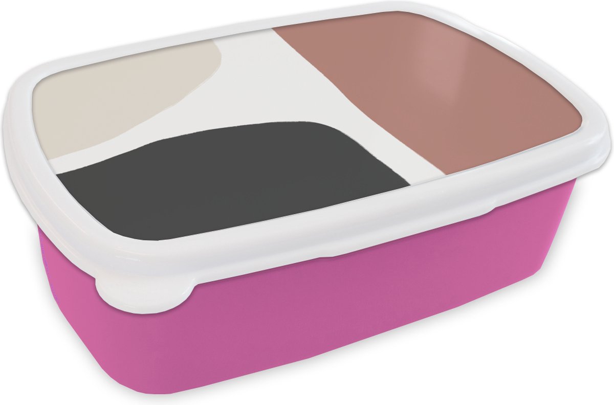 Broodtrommel Roze - Lunchbox - Brooddoos - Pastel - Abstract - Design - 18x12x6 cm - Kinderen - Meisje