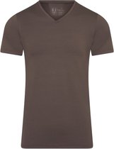 RJ Bodywear Pure Color bruin T-shirt (1-pack) - heren T-shirt met V-hals - donkerbruin - Maat: S