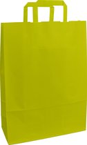 Papieren Tassen - Geelgroen - 26 + 11 x 38 cm - Platte Grepen - Acid Green - 50 stuks