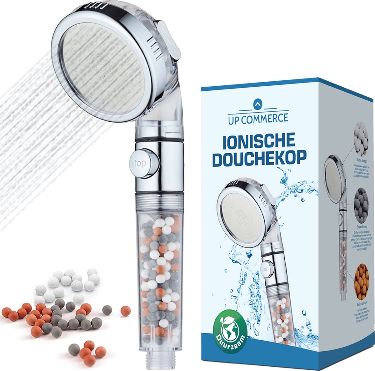 Ionische Douchekop Waterbesparende Douchekop Handdouche met Hoge druk en Filter