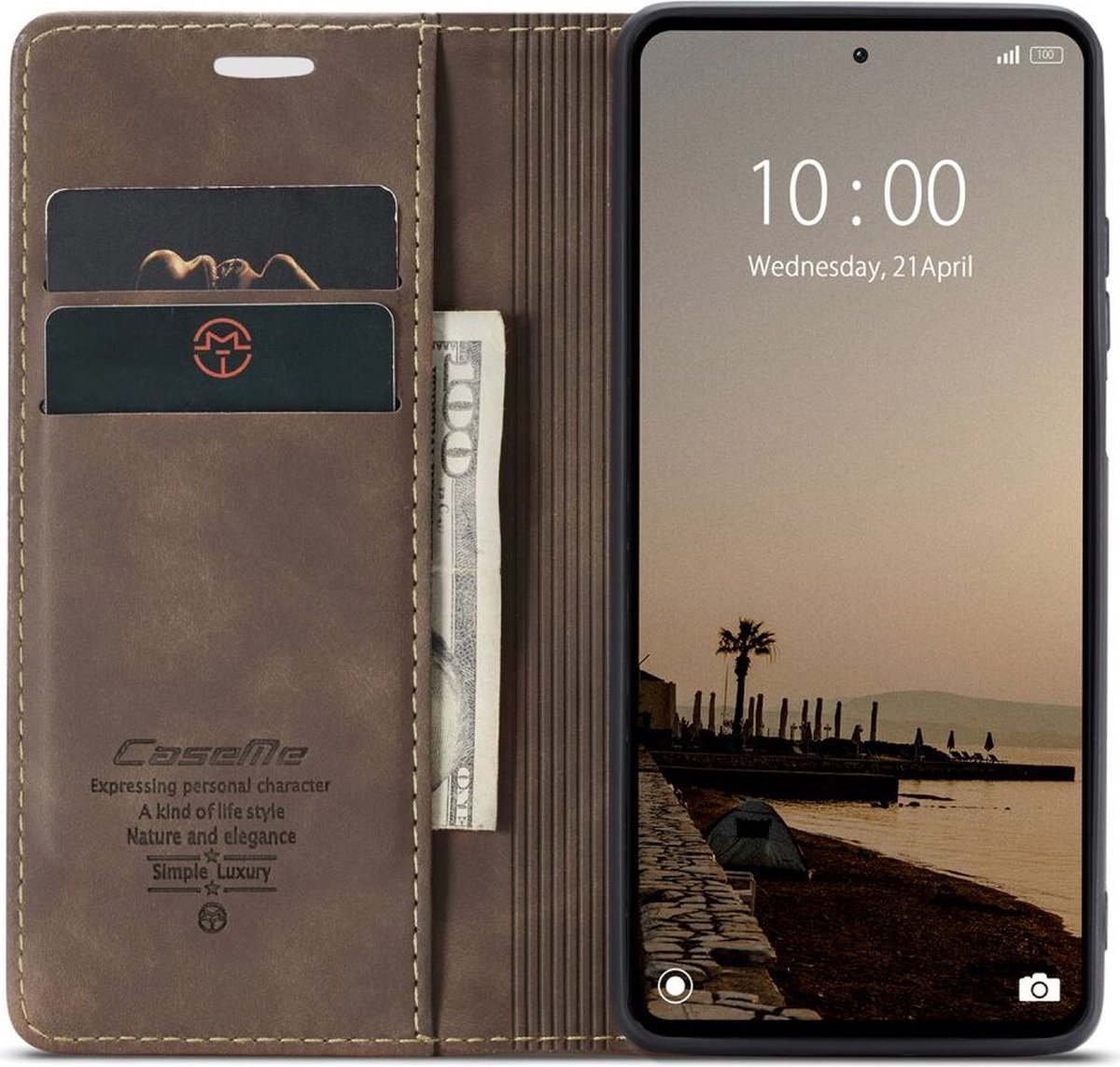 CaseMe 013 Xiaomi Redmi Note 12 Hoesje Book Case met Pasjeshouder Coffee