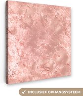 Tableau sur toile Marbre - Wit - Rose - 90x90 cm - Décoration murale