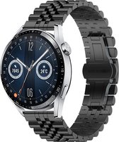 Stalen bandje - RVS - geschikt voor Huawei Watch GT / GT Runner / GT2 46 mm / GT 2E / GT 3 46 mm / GT 3 Pro 46 mm / GT 4 46 mm / Watch 3 / Watch 3 Pro / Watch 4 / Watch 4 Pro - zwart