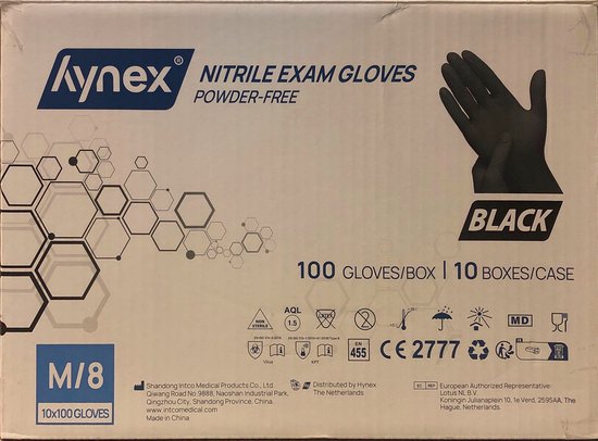 Handschoen hynex m nitril 100st zwart | Pak a 100 stuk | 10 stuks