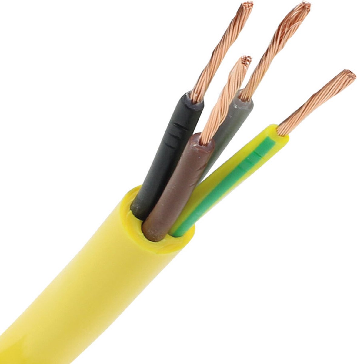 Pur kabel H07BQ-F 4x1.5 mm² geel per rol 100 meter