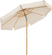 Parasol Rosalina - 300cm - Rechthoekig - Balkonparasol - Zonwering tot UPF 50+ - Parasolpaal - Gemaakt van hout - Zonder standaard - Tuin - Outdoor - Wit