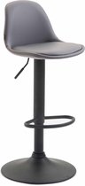 Barkruk Eleutorio - Grijs/Zwart - Modern Design - Set van 1 - Rugleuning - Voetensteun - Voor Keuken en Bar - Gestoffeerde Zitting - Imitatie Leder
