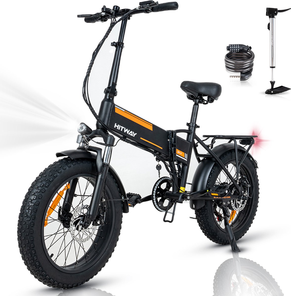 Hitway Elektrische Fiets BK10 | E-bike | 250W Motor | 12Ah | 20 Inch | Zwart/Oranje