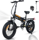 Bol.com Hitway Elektrische Fiets BK10 | E-bike | 250W Motor | 12Ah | 20 Inch | Zwart/Oranje aanbieding