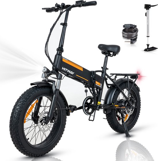 Hitway Elektrische Fiets BK10 | E-bike | 250W Motor | 12Ah | 20 Inch | Zwart/Oranje
