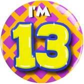 Button 13 Jaar - Button met speld (55mm) - Leeftijd badge - 13 Jaar versiering - Accessoires - Rozet I'm 13 - Verjaardag jongen / meisje / man / vrouw - Button 13 Jaar