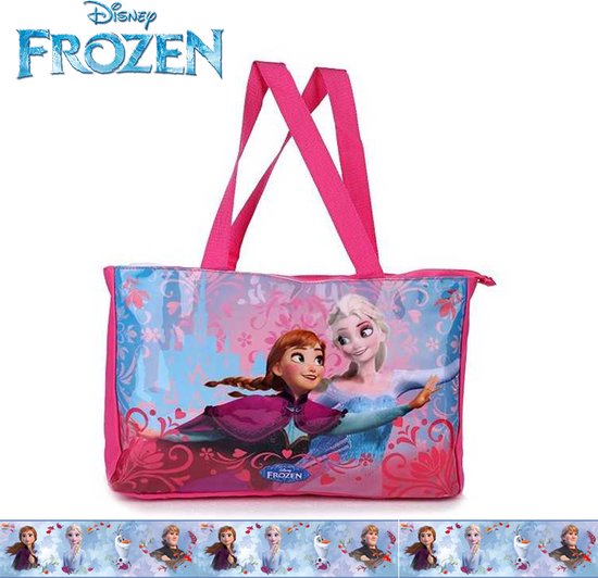 Grand sac à main La Disney Frozen - Sac de plage XL Anna & Elsa 49 x 28 x 8 cm - Rose