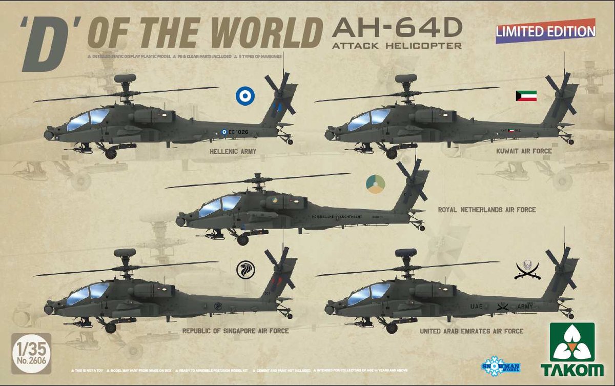 1:35 Takom 2606 D of the World AH-64D Longbow Helicopter - Limited... | bol.com