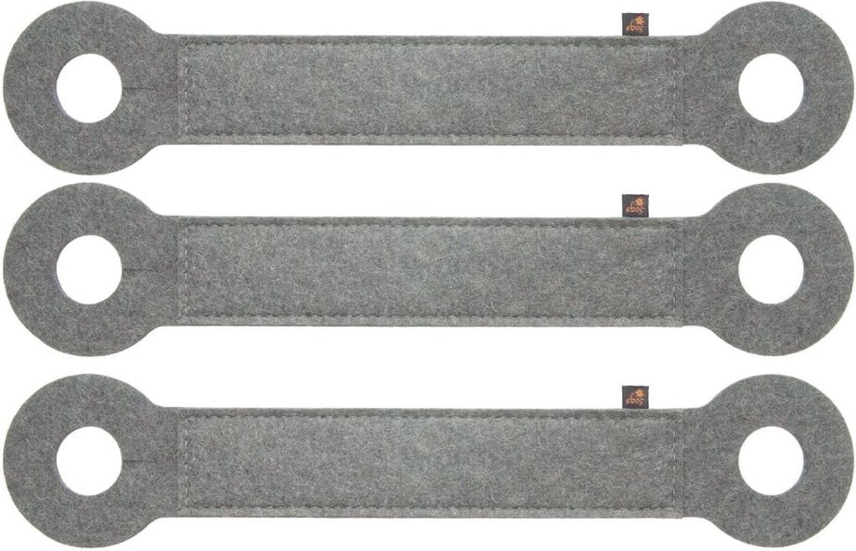 Deurstopper 3-delige set gemaakt van 100% wolvilt ✓ beschermt vingers en deuren ✓ Klembescherming voor kindervingers / vilttapes om op te hangen, deurkussens, deurstopper | deurkoord voor gebruik zonder boren / (lichtgrijs)