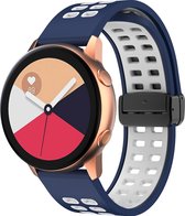 Mobigear Watch bandje geschikt voor Samsung Gear Sport Bandje Flexibel Siliconen Klemsluiting | Mobigear Two Tone - Wit / Donkerblauw