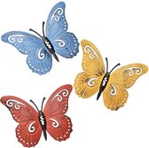 Décoration de jardin - Papillons - décoration en métal pour le jardin - 3 pièces -24x19 cm