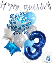 Ballon Numéro 3 Blauw - La Frozen des Neiges - Étoiles de Glace - Ballons Plus Forfait - Guirlande Festive - Snoes d'Anniversaire