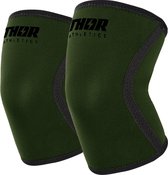 Thor Athletics Knee Sleeves - Kniebrace - Knee Sleeves Powerlifting - 7mm - Army Green - Maat (L)