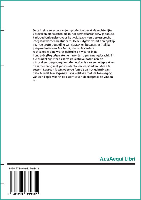 Boekrug met tekst 'ArsAequi Libri' en ISBN 978-94-9319-984-2.