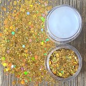 GetGlitterBaby® - Biologische / Biologisch afbreekbare Gouden Chunky Festival Glitters voor Lichaam en Gezicht Jewels / Biodegradable Face Body Glittergel - Goud en Glitter Gel Balm HuidLijm