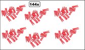 144x Mini houten knijpers rood - Geboorte Babyshower kaart knijpers foto knijpers