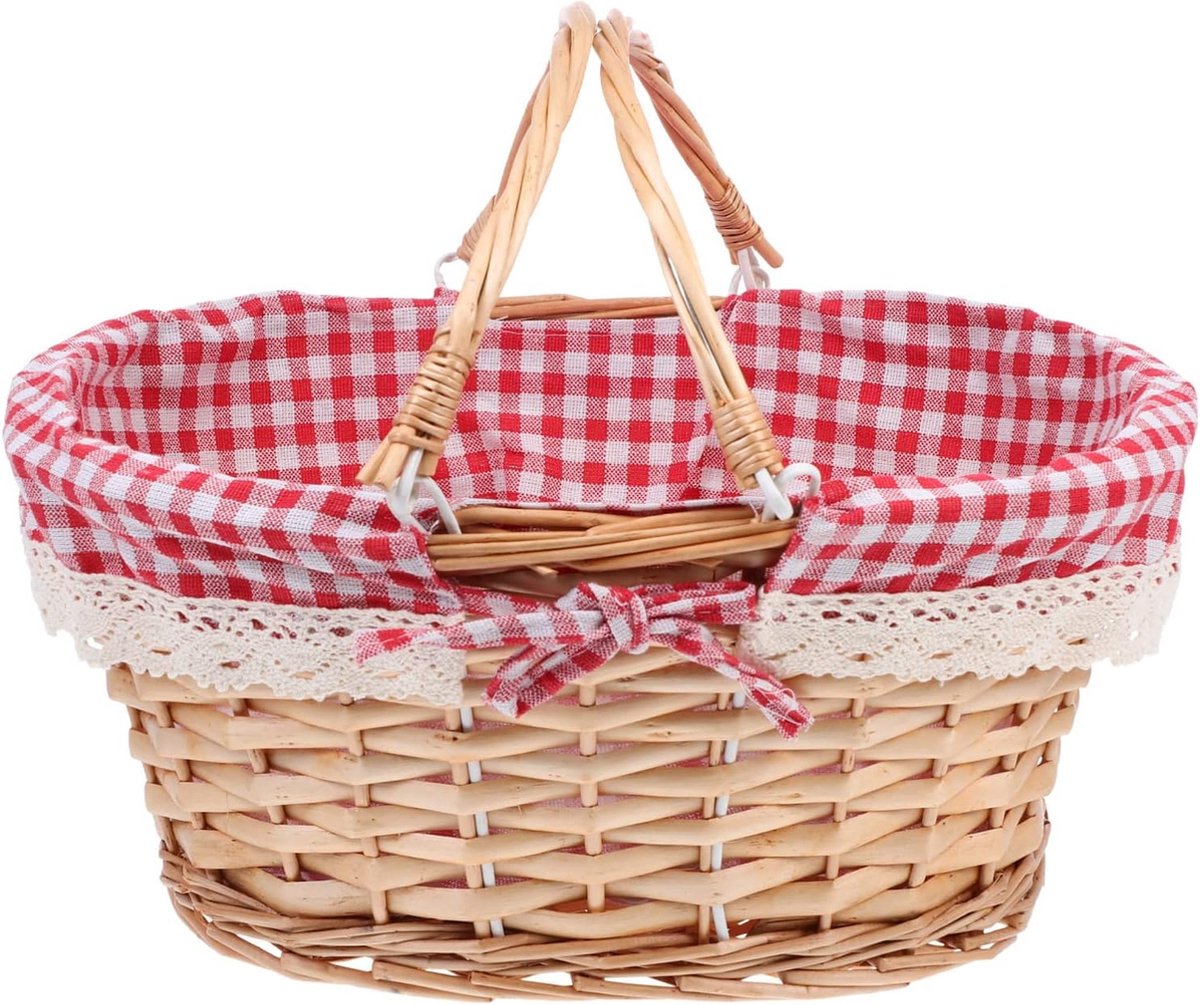 KADAX Rieten dienblad met handvat, picknickmand, serviesdienblad, mandblad, opbergmand, boodschappenmand, tafelblad, draagmand (bruin
