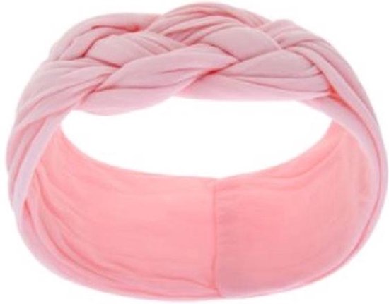 CHPN - Haarband - Gevlochten Haarband - Haaraccessoire - Kinderhaarband - Diadeem - Kinderen - Tiener - lichtroze - roze haarband