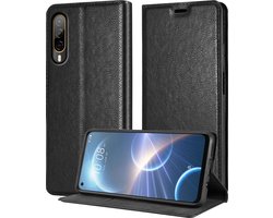Cadorabo Hoesje geschikt voor HTC Desire 22 PRO in ZWARTE NACHT - Beschermhoes met magnetische sluiting, standfunctie en kaartvakje Book Case Cover Etui