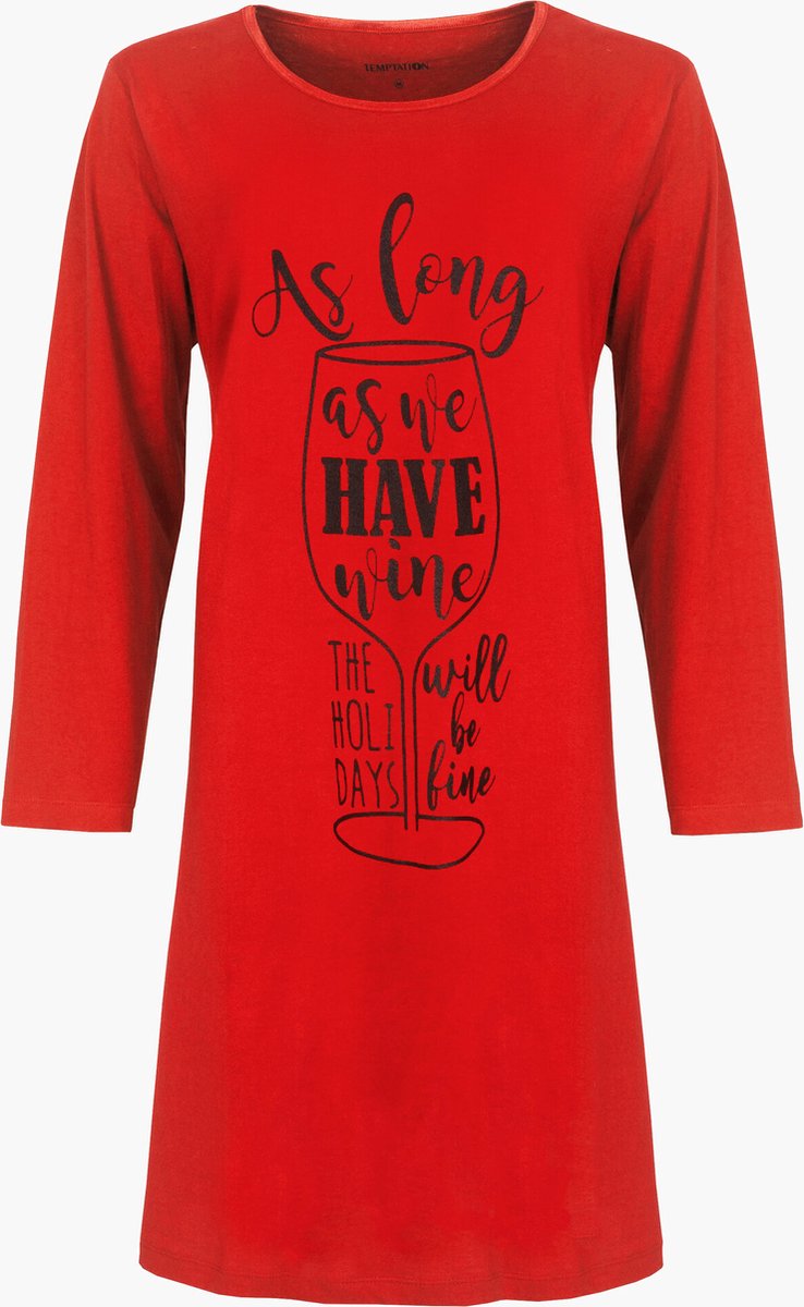 Temptation Bigshirt - Nachthemd - Katoen - Rood