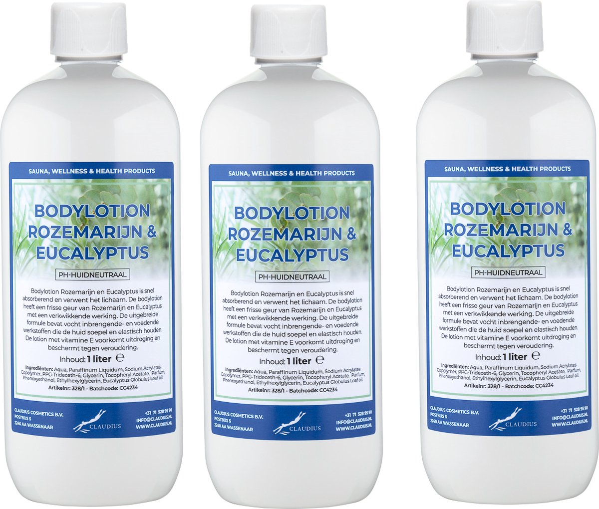 Goedkoopste Bodylotion Rozemarijn & Eucalyptus 1 Liter - set van 3 stuks