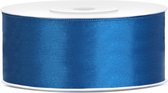 1x Hobby/decoratie kobalt blauwe satijnen sierlint 2,5 cm/25 mm x 25 meter - Cadeaulinten satijnlinten/ribbons - Kobalt blauwe linten - Hobbymateriaal benodigdheden - Verpakkingsmaterialen