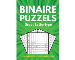 Binairo Groot Lettertype - 100 Binaire Puzzels - 3 van 3 Sterren