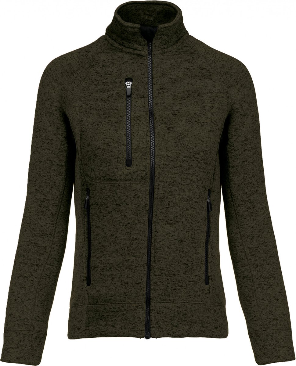 Kariban Heather damesvest met rits K9107 Dark Melange Khaki