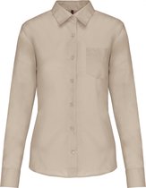 Blouse Dames 4XL Kariban Lange mouw Beige 65 Polyester 35