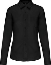 Blouse Dames 3XL Kariban Lange mouw Black 65% Polyester, 35% Katoen