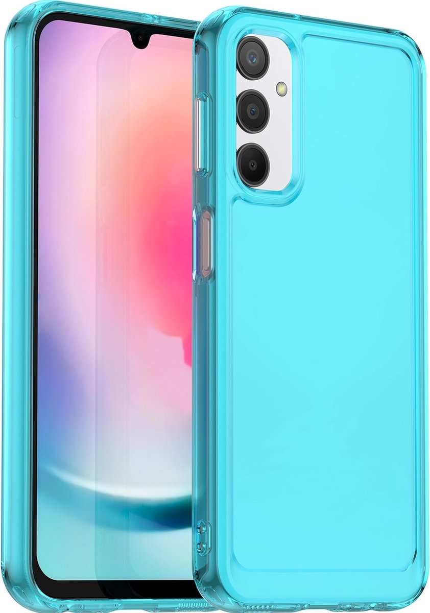 Mobigear Hoesje geschikt voor Samsung Galaxy A24 Telefoonhoesje Hardcase | Mobigear Crystal Backcover Shockproof | Schokbestendig Galaxy A24 Telefoonhoesje | Anti Shock Proof - Blauw