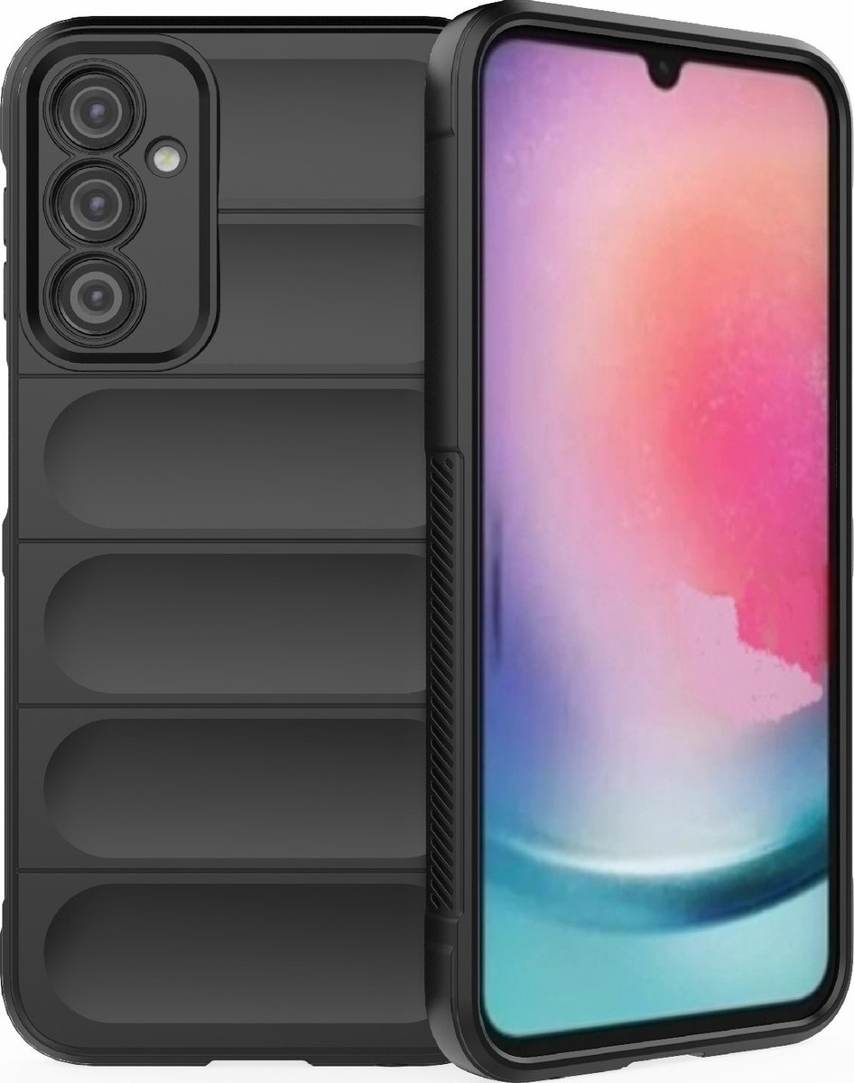 Mobigear Hoesje geschikt voor Samsung Galaxy A24 Telefoonhoesje Flexibel TPU | Mobigear Bumpy Backcover | Galaxy A24 Case | Back Cover - Zwart