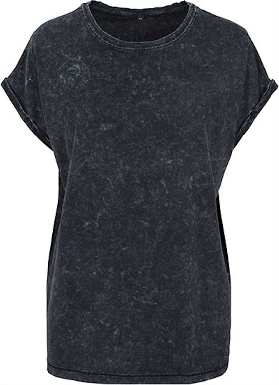Build your Brand Ladies´ Acid Washed Extended Shoulder Tee BY053 - Black - 5XL