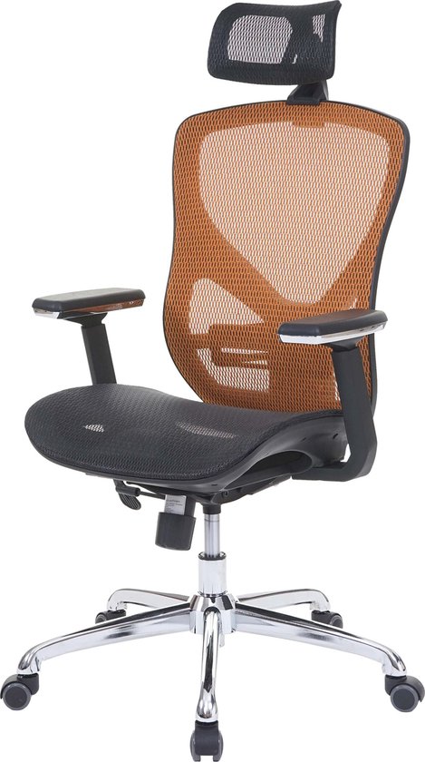 Bureaustoel MCW-A61, bureaustoel, schuiffunctie stof/textiel ISO9001 ~ zwart/oranje