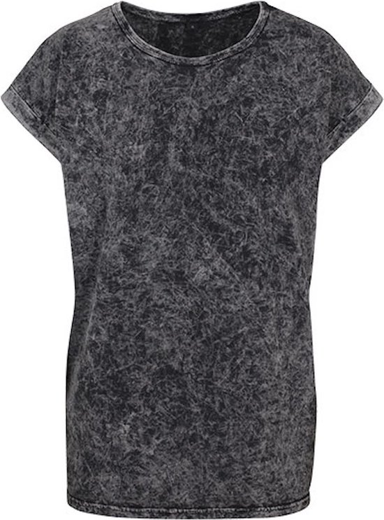 Build your Brand Ladies´ Acid Washed Extended Shoulder Tee BY053 - Darkgrey White - 5XL